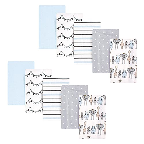 Image of Hudson Baby Unisex Baby Cotton Flannel Burp Cloths, Blue Royal Safari, One Size