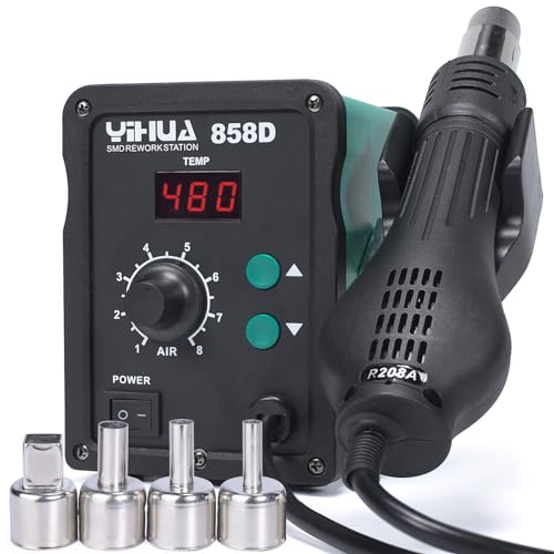 YIHUA 858D リワークステーション ヒートガン 熱収縮 表面実装部品 解凍 乾燥...
