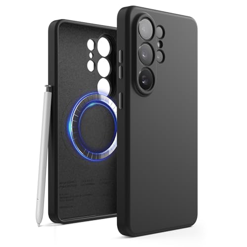 Image of elago Magnetic Silicone Case Compatible with Samsung Galaxy S26 Ultra Case, Compatible with MagSafe Accessories, Protective Cover, Shockproof, Slim, Anti-Scratch Soft Microfiber Lining (Black)