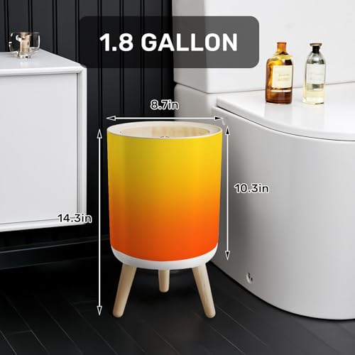 Caneca de basura pequeña con tapa y patas 7L naranja degradado miniatura 2