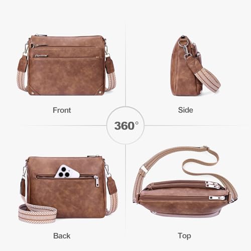 Image of Crossbody Bags for Women Rfid Travel Crossbody Purses Leather Handbags Medium Shoulder bag with Adjustable Strap