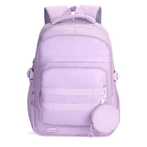 Cute Backpack for Teen Girls Boys, Aesthetic Laptop Bookbag for College High Middle School Student Women, Purple