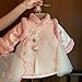 Kids Girls Chinese Hanfu Coat Fuzzy Trim Embroidered Jacket Toddler Traditional Frog Button Front (Pink, 3-4 Years)
