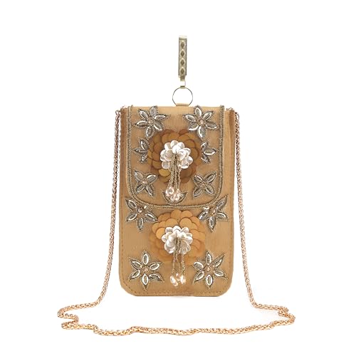 Image of J I ACCESSORIES Velvet Saree Clutch Mobile Pouch Waist Clip Ladies Purse Gift For Women