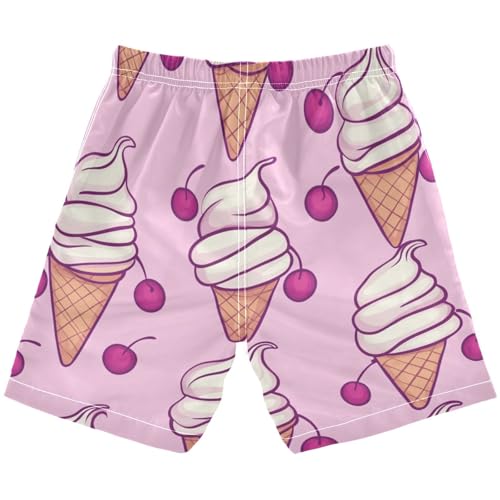 Boys Beach Board Shorts Sweet Icecream Cherry Swim Trunk Teen Swimwear 8-16Y2