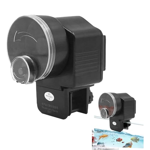 Futterautomat für Aquarium, 60ml Automatischer Fischfutterautomat mit Timer, Einstellbar Fische Fischfutterspender für Pellets & Streifen, für Aquarien Glasdicke von weniger als 3,5 cm