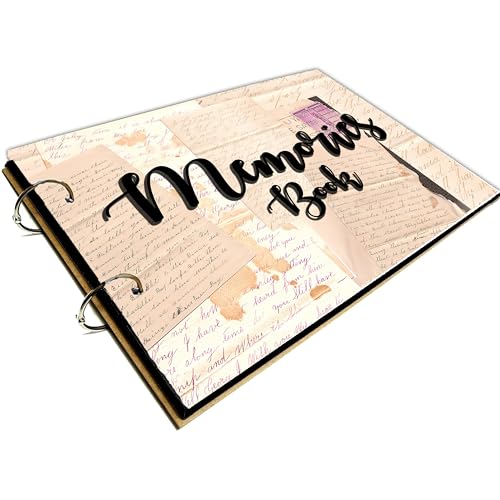 Image of Memories Book Wooden Photo Album Scrapbook | 40 A5 Black Pages | 8x6 Inches | Love Memory Book for Birthday, Anniversary, Couple, Scrapbooking & Gifting