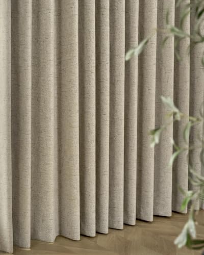 Image of Graywind Motorized Curtains with Track, 100% Blackout Smart Curtains, Rechargeable Curtains Compatible with Alexa & Remote Control for Large Windows, Custom Drapes Up to 220 inch, Trace (Taupe)