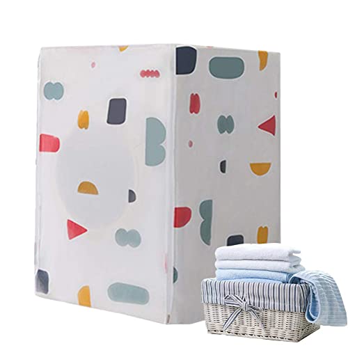 Funda Lavadora Exteriores, Funda Impermeable Lavadora, Funda Máquina Carga Frontal con Cremallera Antisalpicaduras y Luz Solar (60 x 56 x 85 CM, Motivos Geométricos) Cover