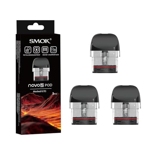 SMOK Novo 5 Replacement Pods (3 Pack) – 0.7ohm Mesh Coil | Smooth MTL Vaping, Leak-Resistant & Top-Fill | 2ml TPD-Compliant | No Nicotine | Compatible with Novo 5 Kit