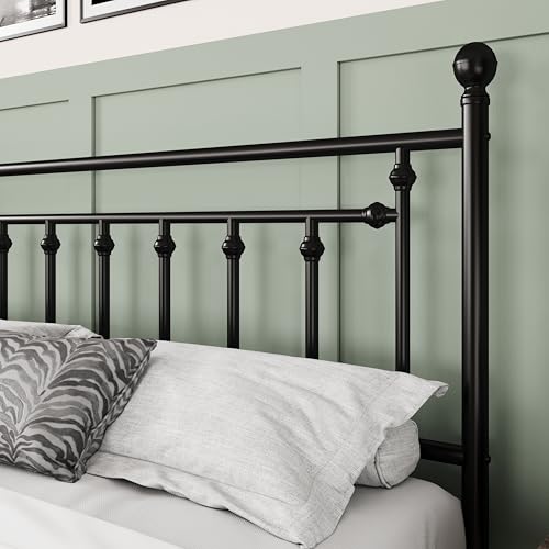 Image of Allewie 14'' King Size Metal Platform Bed Frame, Vintage Headboard, Black