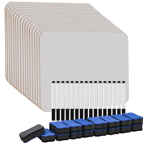 Hisredsun 16 Stück whiteboard klein, Mini Whiteboard a4, abwischbare tafel mit 16 Stiften und 16 Radiergummis, kleines whiteboard für Klassenzimmer, Zuhause und Büro