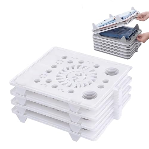 Stackable Closet Organizer for Shirts, Interlocking T-Shirt Folding Board System with Easy-Access Trays, Space-Saving Wrinkle-Free Storage for Shirts, Jeans & Pants (20PCS)