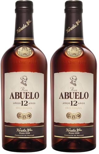 Ron Abuelo - Ron Añejo 12 Años Gran Reserva - Estuche con Botella 700 ml. (Paquete de 2)