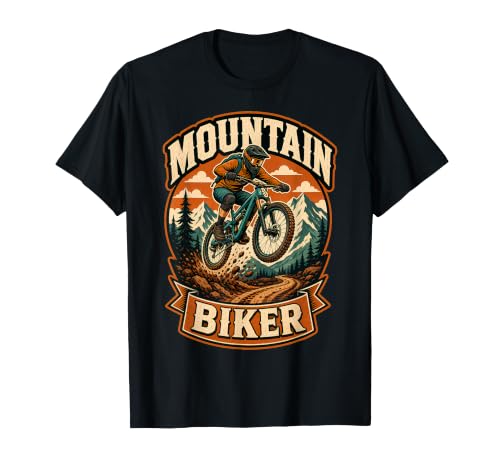Image of Mountain Biker Vintage MTB Downhill Trail Cycling Design T-Shirt