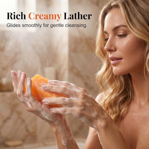 Image of Kruggo Deodorizing Persimmon Soap Bar, Citrus Scent Cleansing Bar for Adult Skin (2 pcs, A)