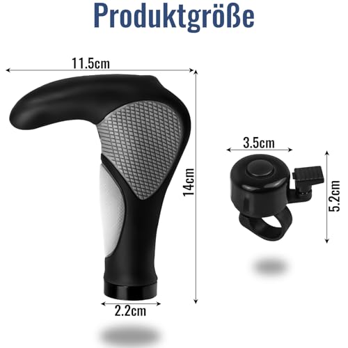 Fahrradgriffe 22mm,Rutschfester Ergonomisch Lenkergriffe Fahrrad,Lock-On Lenkergriffe mit Fahrradklingel und Montagewerkzeug, für Mountainbike E-Bike Rennrad Trekkingrad Cityrad