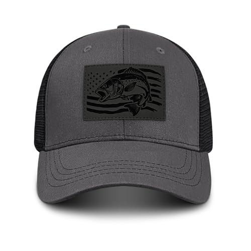 Image of Fishing Hat Fishing Gifts for Men, Bass Fish Flag Hats, Fishing Gear Accessories Stuff, Adjustable Fishing Trucker Hat