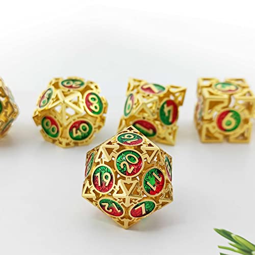 Dnd Dice Set Metal D&D Dice Hollow Polyhedral Dice Set Dungeons And Dragons Dice With Gift Box Board Games Rpg Mtg Large Role Playing Dice Pathfinder D And D Dice D20 D12 D10 D8 D6 D4 Gold Red Green #TOP6