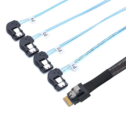 Cable PCIE Slimline SAS 4.0 SFF-8654 a 4 SATA 7Pin 0.5 m miniatura 4