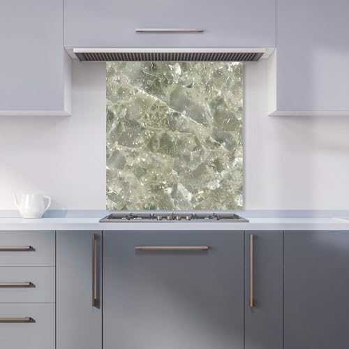 Premium Sage Green Quartz Effect Kitchen Splashback 6mm Toughened Glass Kitchen Splashback – Heat Resistant Splashback for Kitchens, Perfect for Cookers and Hobs, Polished Edges