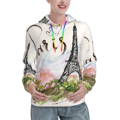 Sweat à capuche femme tendance motif Tour Eiffel idéal pour l'automne
