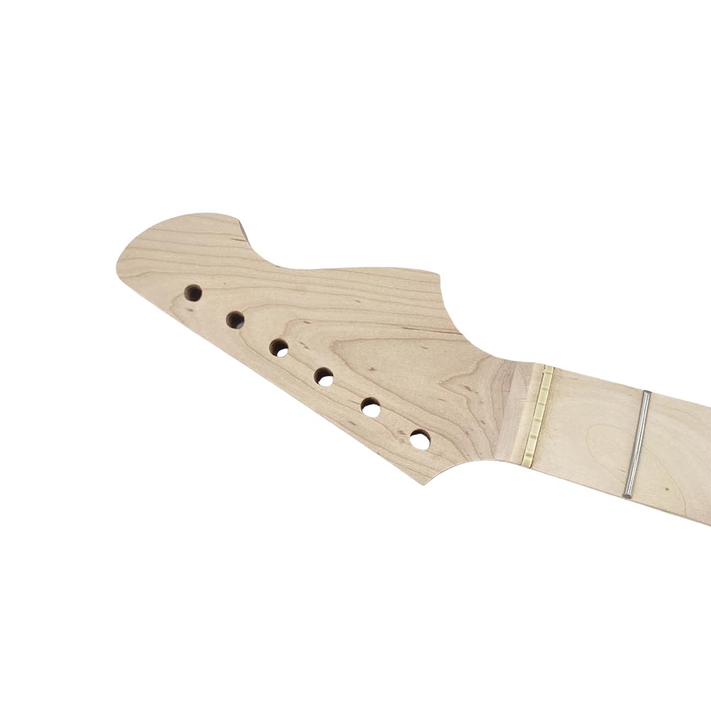 Duża głowa, gryf gitarowy, 22 progi, 648 mm, klon, elektryczne, basowe, szyjki w kropki, normalna nakrętka, śruba na pięcie, bez wiązania, regulowana na koniku.