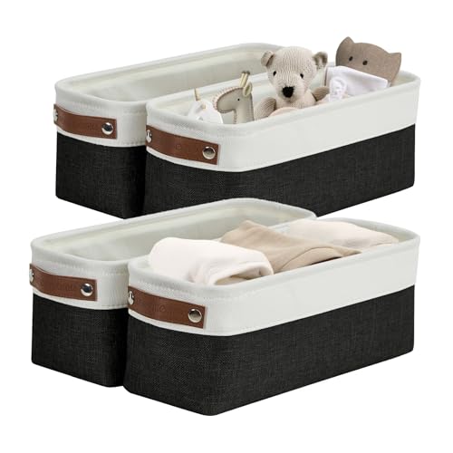DECOMOMO Narrow Storage Bins Small Baskets for Organizing Bathroom, Toilet Tank, Towel Storage, Entryway, Gifts (Black and White - Set of 4) by DECOMOMO - Used condition - US$20.22