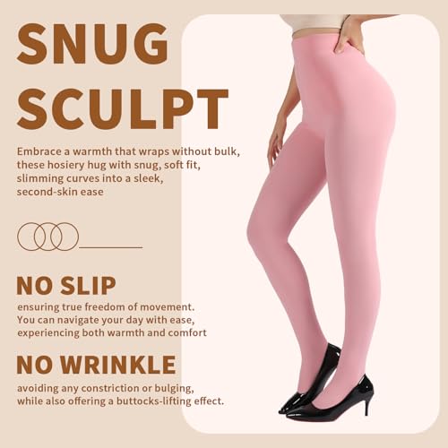 Image of DancMolly Opaque Fleece Lined Tights for Women, High Waist Warm Winter Thermal Control Top Pantyhose