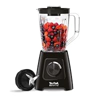 Tefal Blendforce II Blender, 2L Plastic Jug, 1.25L Effective Capacity, 600W, 4 Removable Stainless Steel Blades, Smoothie, Ice Crush, 2 Speeds + Pulse, Kitchen Shakes Maker, Black, BL420840