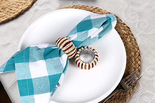 Handmade Sequin Beaded Napkin Rings, Red Napkin Rings Set Of 12, Ring Napkin, Perfect For Christmas, New Year, Events, Family Gatherings, Everyday Use - Set Your Table With Style - 12 Pack Red Multi #TOP1