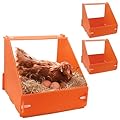 Touri 3 Pack Durable Chicken Nesting Boxes for Laying Eggs for Hens Ducks and Poultry, Orange