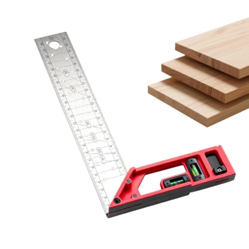 Regla angular para carpinteros y carpinteros | Regla de metal multifunción | Herramienta de 90 grados | Para muebles, armarios, armarios de cocina, armarios, sillas, mesas, trabajos de construcción y