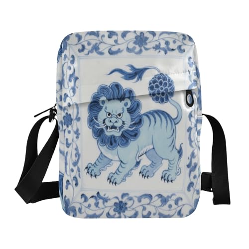 messenger bag Crossbody Bags For Women Small small crossbody purse Adjustable Strap for business business- Auspicious Beast Blue Chinese