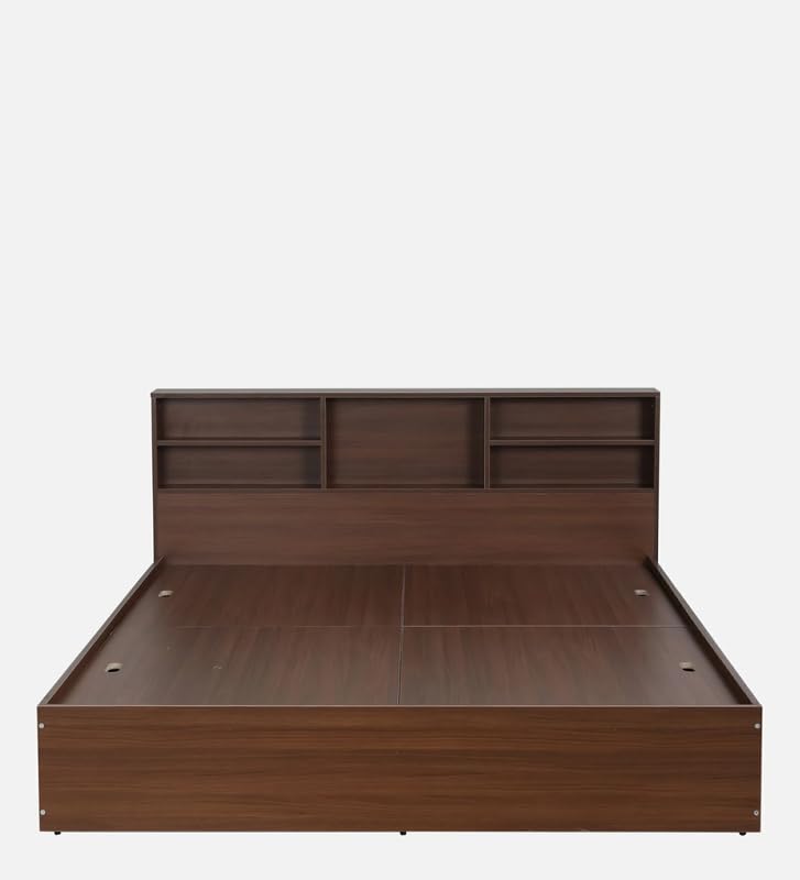 Image of Mintwud Pepperfry Engineered Wood King Size Bed Without Storage | Wooden Double Bed Cot Furniture with Upholstery Headboard Storage for Home Bedroom Living Room and Hotel