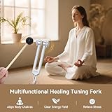 Healing Tuning Fork Set (128Hz, 256Hz, 512Hz) - with Crystal Base for Chakra Adjustment, Sound Healing, Meditation, Yoga, for Spiritual Relaxation - Image 2