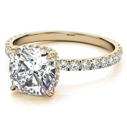 Moissanite Solitaire Wedding Ring Set 3 Ct Cushion Cut Moissanite Bridal Engagement Ring Set For Women Handmade Anniversary Propose Gifts Her, Vvs1 Colorless, 925 Silver, 10K 14K 18K Solid Gold (925 Silver (Yellow Gold Plated)) #TOP4