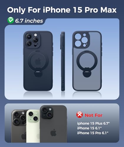 Image of FNTCASE for iPhone 15 Pro Max Case with 360 Spin Magnetic Stand Deep Blue