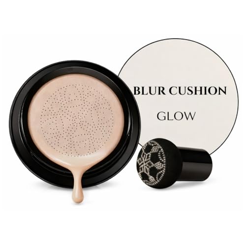Foundation for Older Women, Mushroom Head Air Cushion CC Cream – Moisturizing BB Cream Foundation for Mature Skin, Long Lasting Full Coverage Concealer, Natural Glow for Light to Medium Complexions