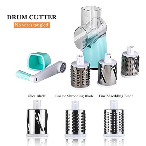 Kitchen Rotary Graters Shredder Slicer Grater 3 In1 Cucumber Nut Potato Carrot Cheese Grater Slicer For Fruit Vegetables,Nuts (Blue) #TOP3