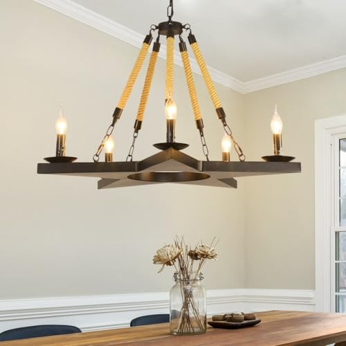 Lámpara de techo vintage industrial negra de 5 luces E14 regulable para iluminación interior 2