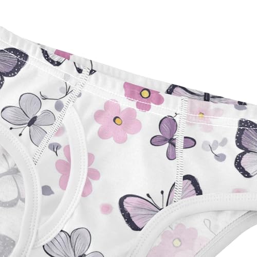 Wusikd Butterflies Flowers Boys' Underwear Cotton Pink Purple Boys Briefs Soft Toddler Underwear 2T4