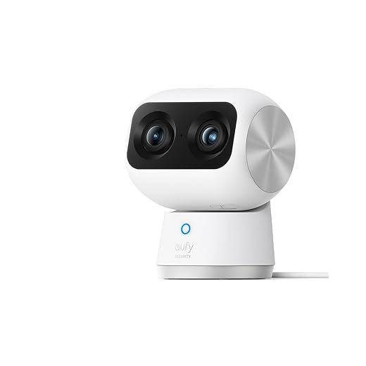 eufy Security Indoor Cam S350, Dual Cameras, 4K UHD Resolution Security Camera with 8× Zoom and 360° PTZ, Human/Pet AI, Ideal for Baby Monitor/Pet Camera/Home Security, Dual-Band Wi-Fi 6, Plug in
