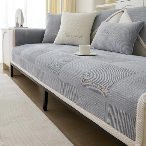 LINGKY Sofa Überzug Dicke Plüsch Sofabezug, Grau, 90x160cm – Ansicht 1