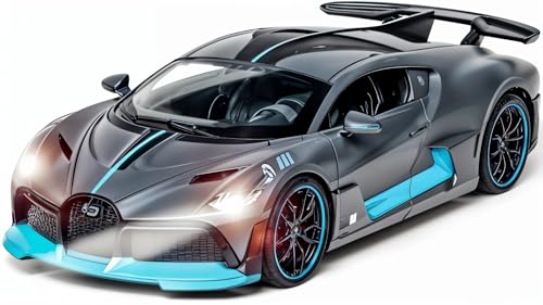 Image of Die-Cast Model Car, 1:32 Scale, Black with Gold Accentsband Hood Pull Back Super Car with Openable Doors Sound and Light for Birthdays Gift Party Decorations (Bugatti 1:32)
