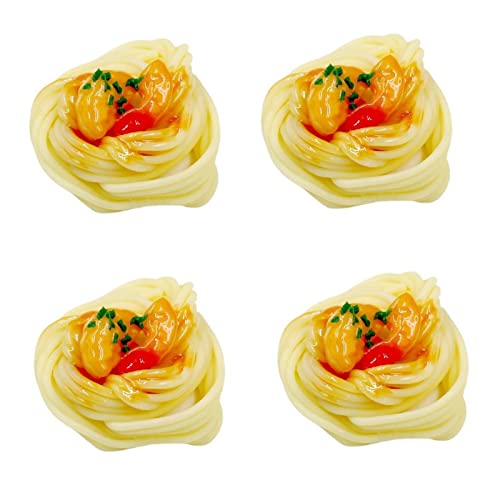LONG XIN SERIES 4 piezas de simulación de camarones, espaguetis, pasta, fideos de pasta falsos, modelo de alimentos, accesorios artificiales realistas para cocina, hogar, fiesta, decoración, muestras