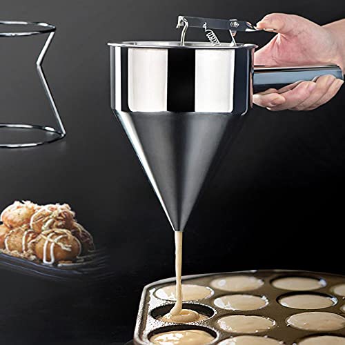 Mosairudo Stainless Steel Pancake Batter Dispenser With Stand, Detachable Handle Pancake Dispenser For Takoyaki,Baking,Cupcakes,Muffins-Cooking Crepes,Waffles (600Ml) #TOP7
