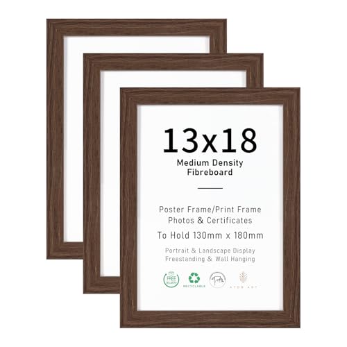 13x18 Picture Frame 3 Pack: Versatile Display for 5x7 Photos with Matting, Brown Medium Density Fiberboard for Wall or Tabletop Use