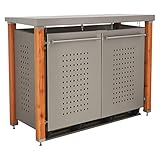 Garlivo Mülltonnenbox 2er Austin - F-Design, 2X 120l Fassungsvermögen, Pultdach, Lärche-Holzpfosten, Mülltonnenverkleidung, Metall Mülltonnenboxen by ReinkeDesign