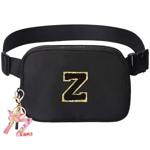 Image of Belt Bag for Girls Gifts - Birthday Gifts for Teenager, Personalized Gifts for Mom Freind Sister Teacher, Graduation GiftsInitial Crossbody Bag Belt Bag for Women Black Z